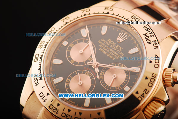 Rolex Daytona Automatic Full Rose Gold with Black Dial and White Marking - Click Image to Close